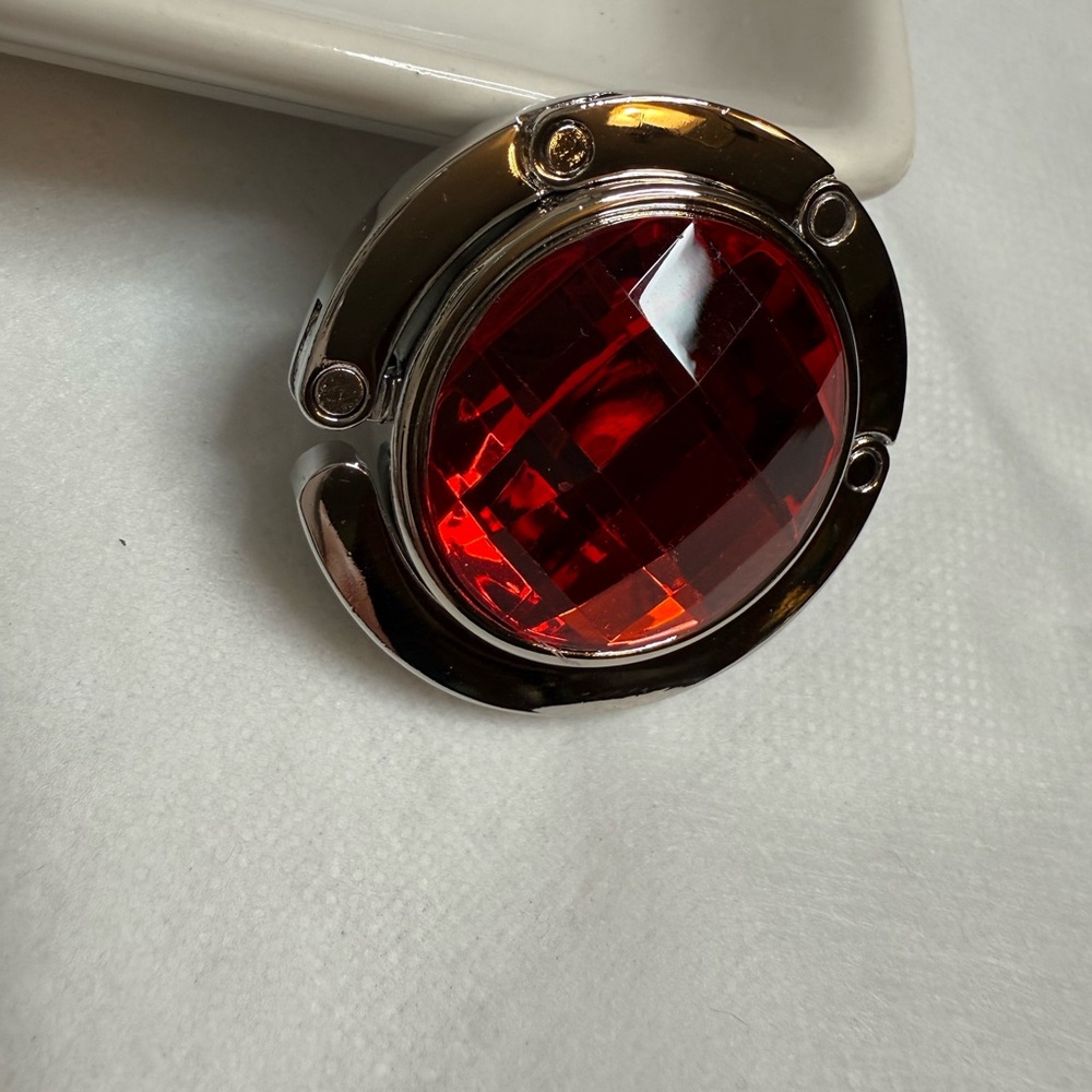 Red and Silver tone Purse Hook